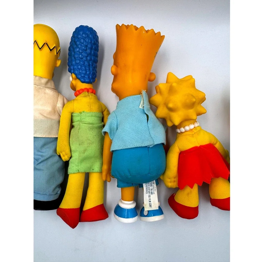 Vintage 1990 The Simpsons Plush Doll Set Matt Groening Vinyl Head Family Lot 5pc